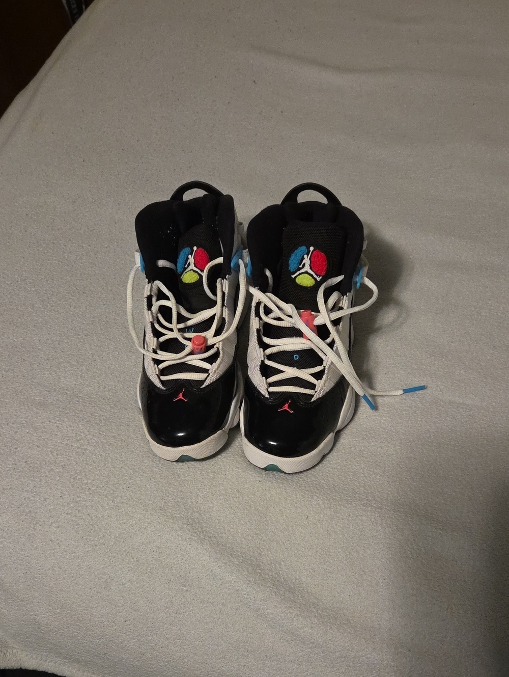 Jordan Kids Black Sneakers with Multicolor Logo Accents